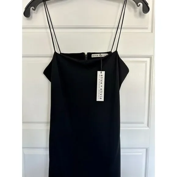 NWT Alice + Olivia Nelle Spaghetti Strap Maxi Dress, BlackSize 4